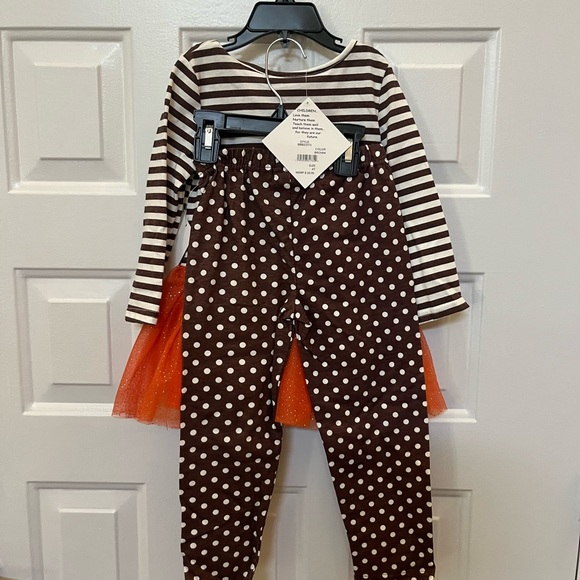 Blueberi Boulevard Thanksgiving Turkey Tutu Dress/Leggings 4T NWT - Picture 2 of 5